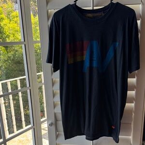 Aviator Nation Black Tee with Multicolor Graphic